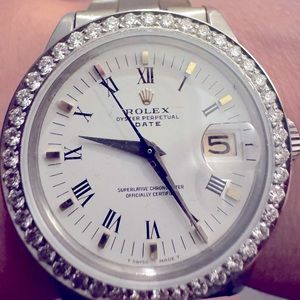 Buckley dial Rolex watch. Diamond bezel.